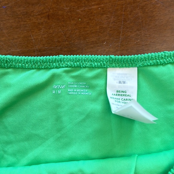 Aerie Crinkle Green High Cut Crinkle Bikini Bottom M - Picture 4 of 5